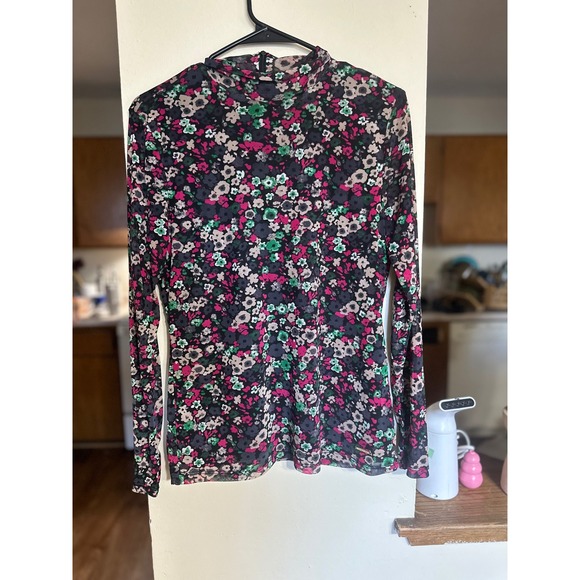 Floral Print Mock Neck Long Sleeve‎ Lightweight Top Blouse - Picture 1 of 7